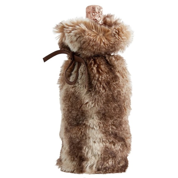 Pottery Barn Faux Fur Wine Bag Brown NWT Brand New - Picture 9 of 9